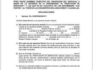 Contrato de prestación de servicios por honorarios